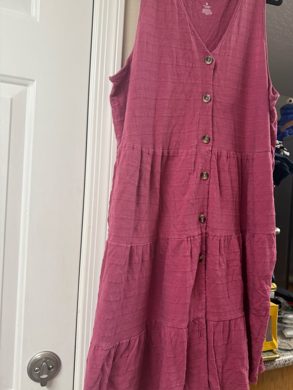 Women’s Button-Front Tiered Dress in Dusty Rose
